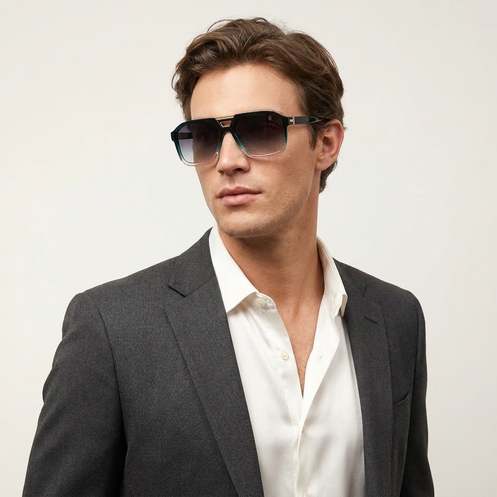 OG Emerald Sovereign | Luxury Emerald Fade Oversized Square Sunglasses with Smoke Gradient Lenses