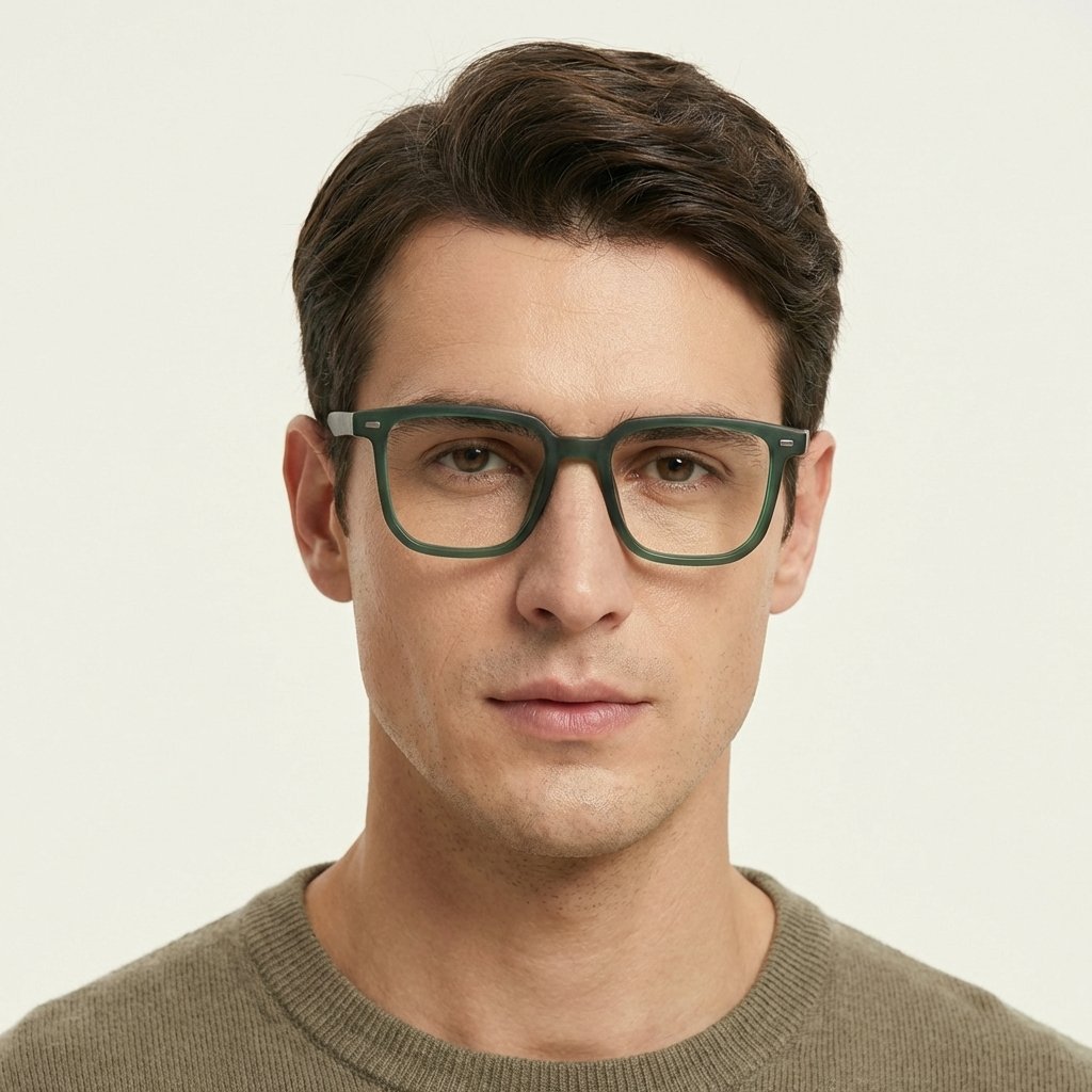 OG Forest Edge Full Rim Square Eyeglasses | Premium Matte Green Lightweight Optical Frame for Men