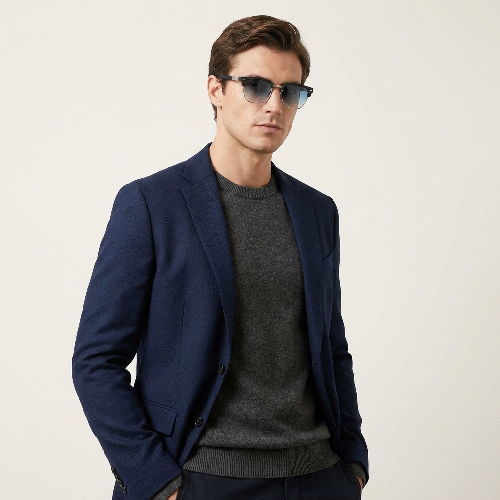 OG Frost Phantom | Luxury Black Crystal Clubmaster Sunglasses with Ice Blue Lenses