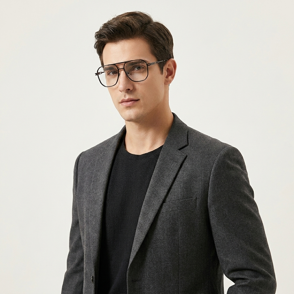 OG Full Rim Brass Metal Square Eyeglasses