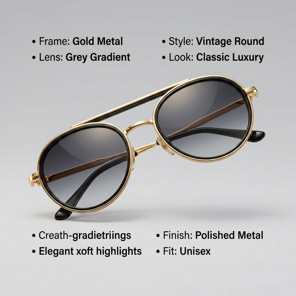 OG Gold Noir | Classic Double Bridge Round Gradient Sunglasses