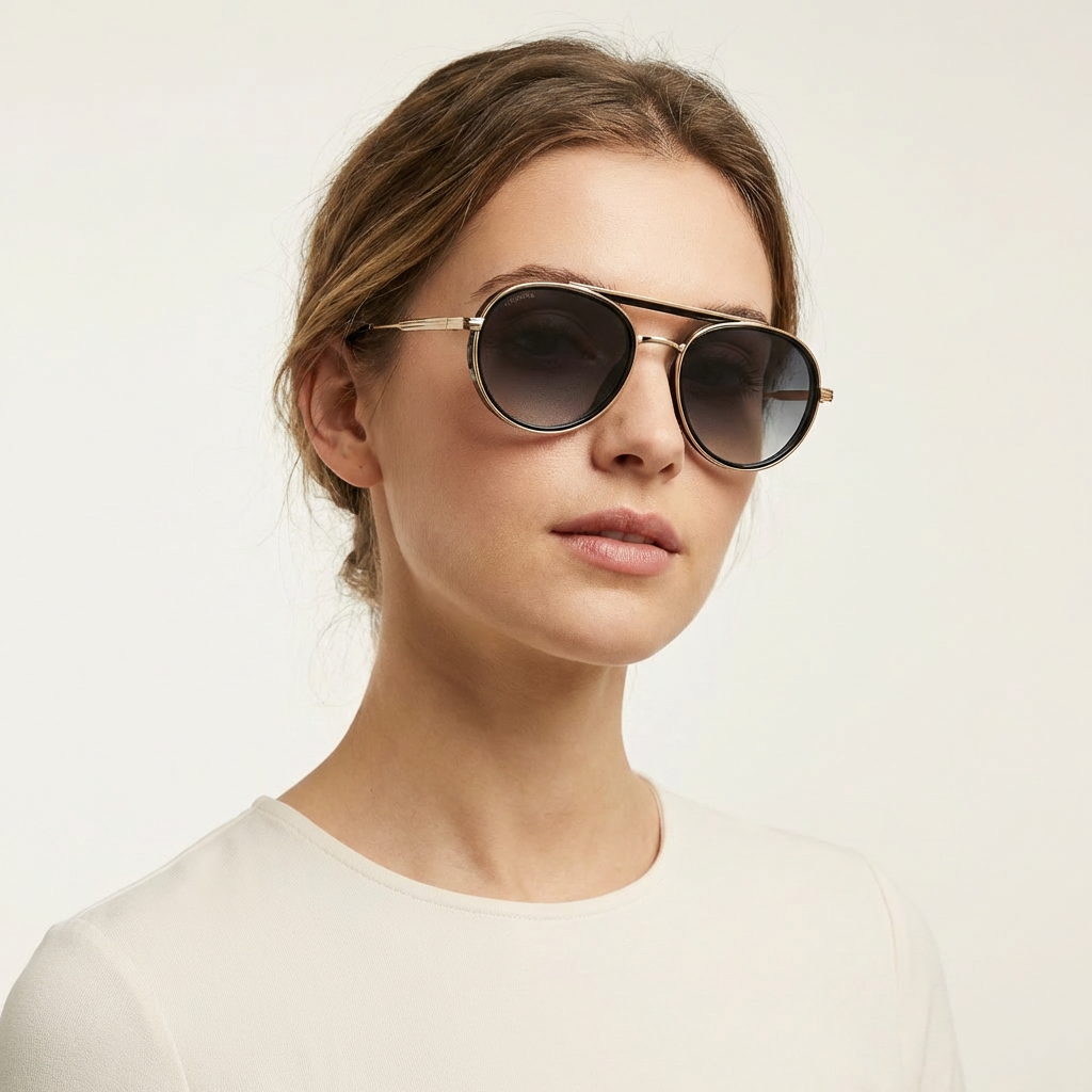 OG Gold Noir | Classic Double Bridge Round Gradient Sunglasses