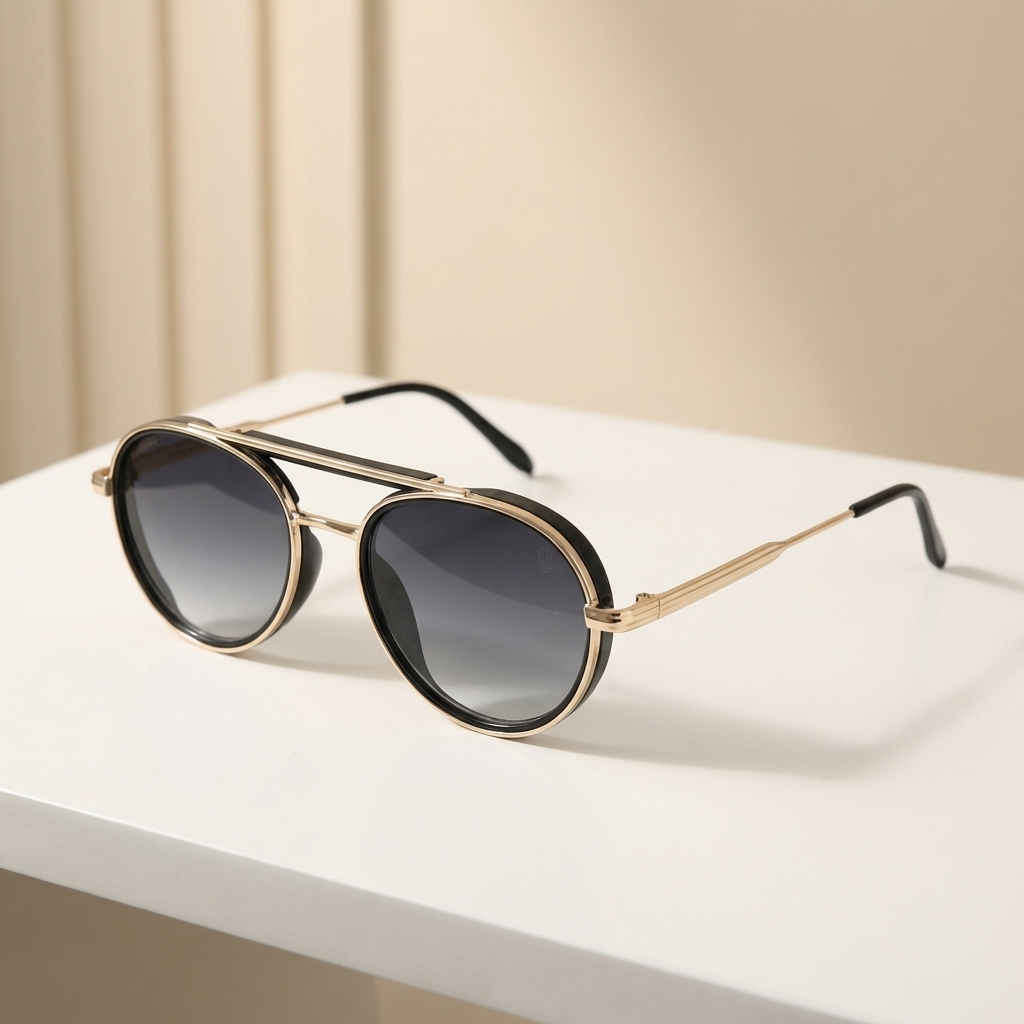 OG Gold Noir | Classic Double Bridge Round Gradient Sunglasses