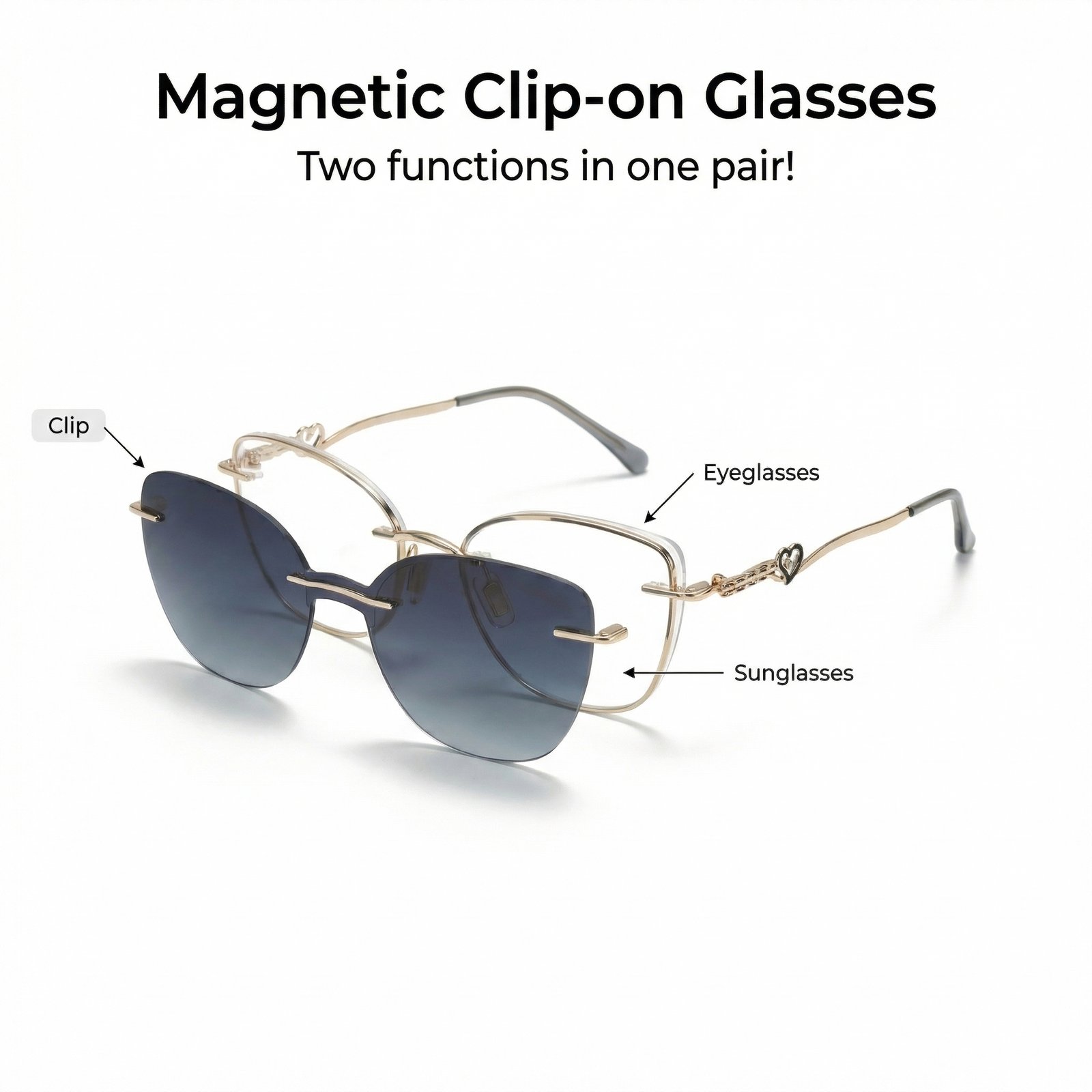 OG Golden Charm | Rimless Butterfly Sunglasses