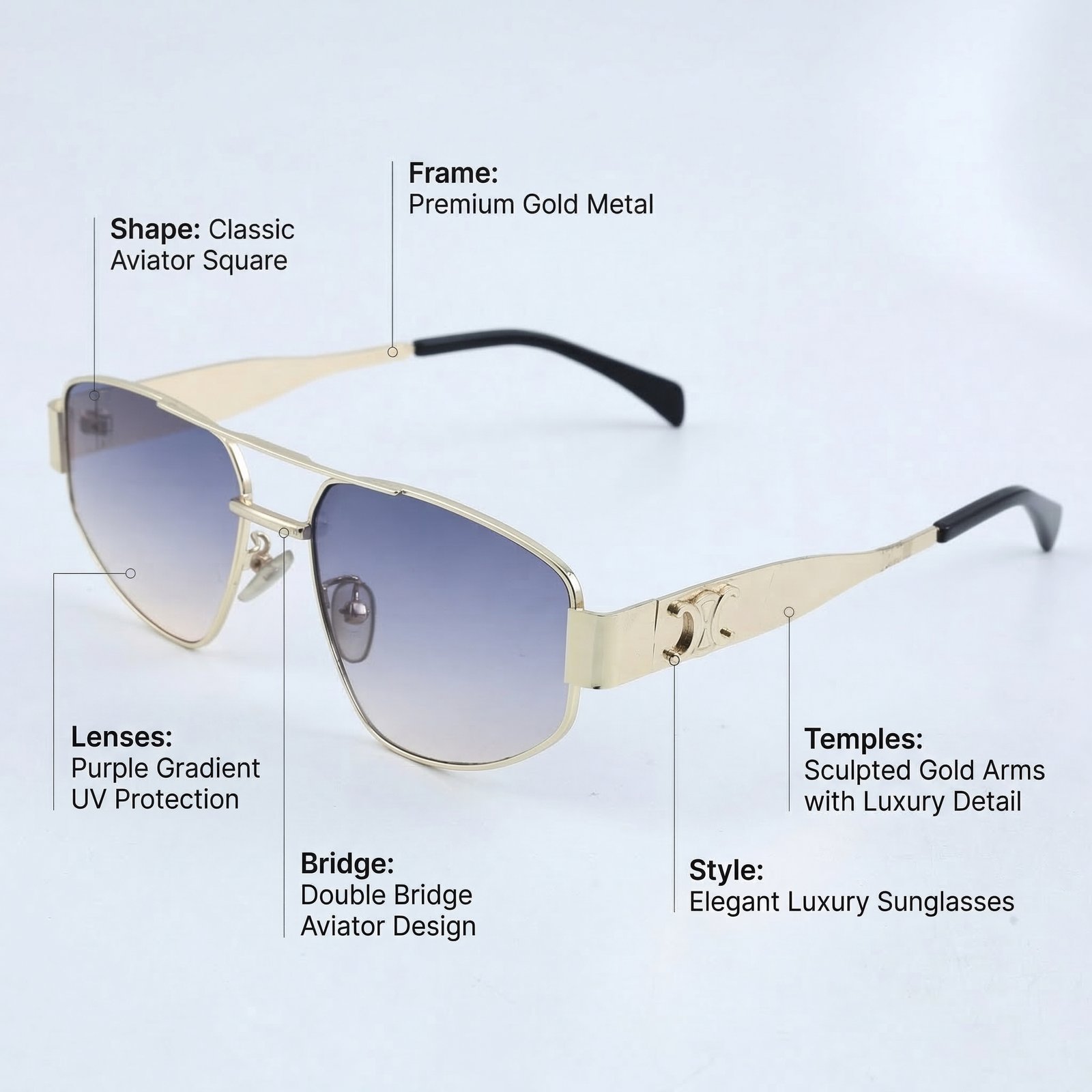 OG Golden Crown | Luxury Gold Aviator Sunglasses