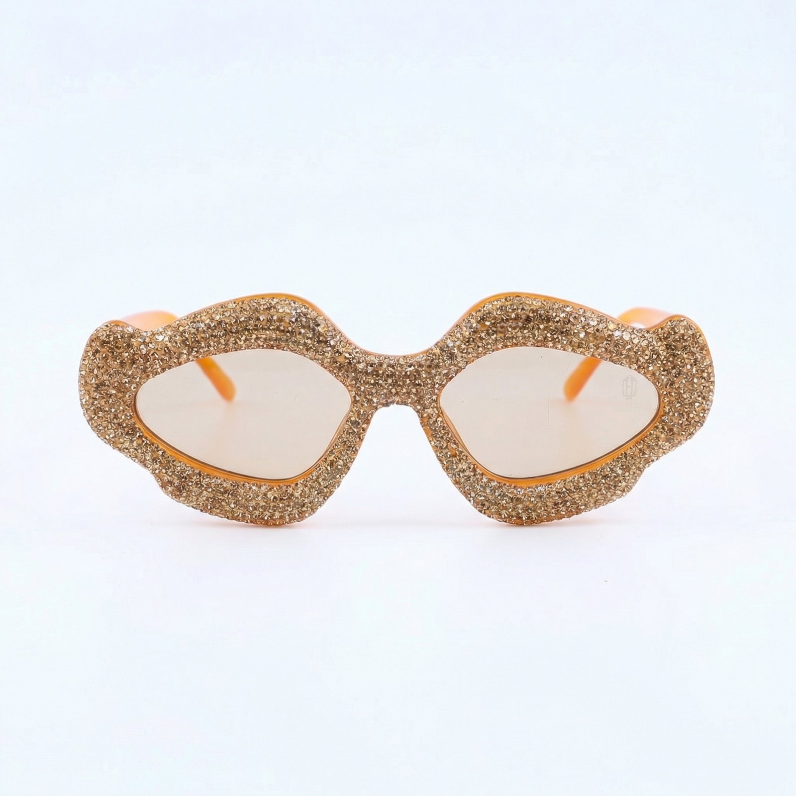 OG Golden Diva Oval Sunglasses | Gold Crystal Embellished Luxury Fashion Shades for Women