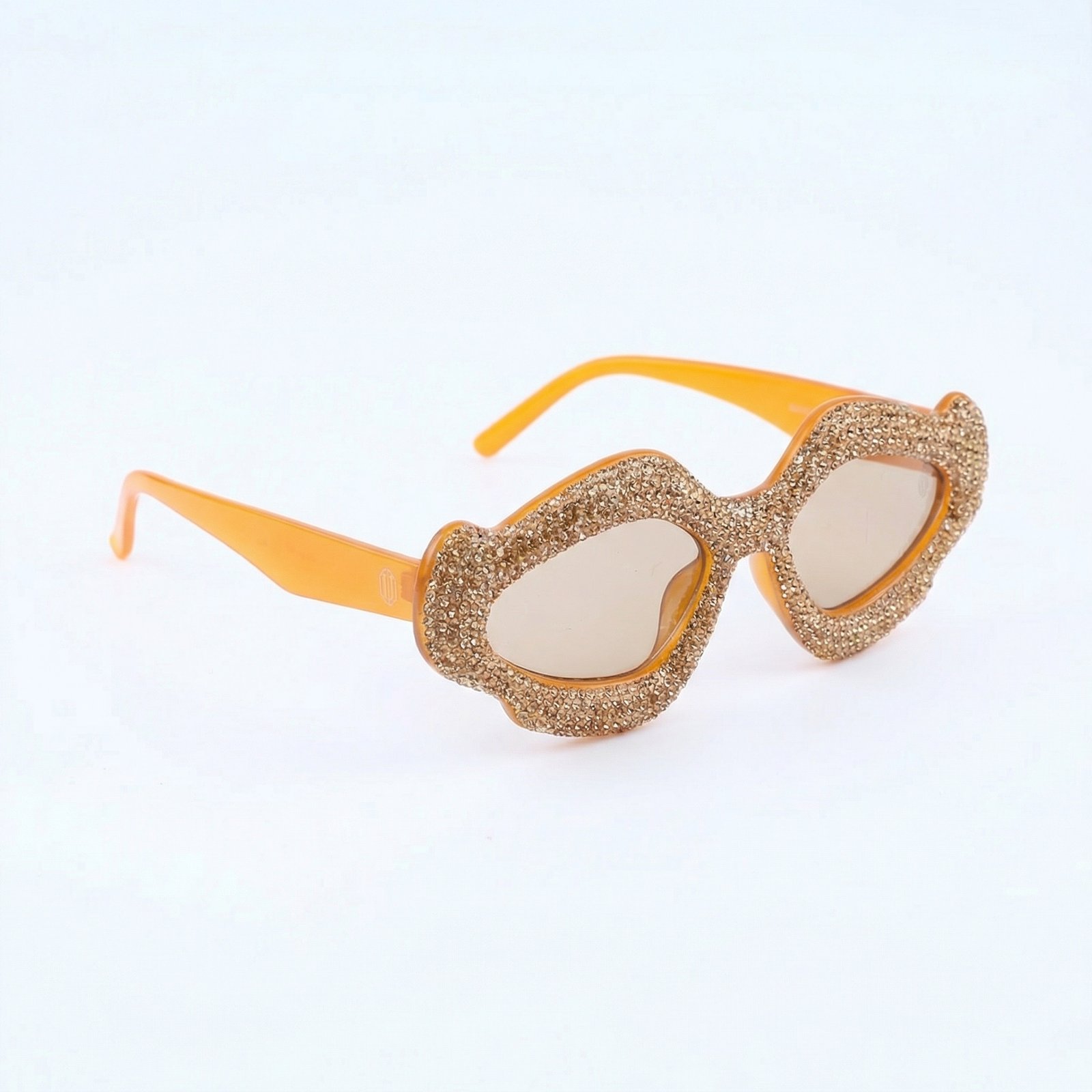 OG Golden Diva Oval Sunglasses | Gold Crystal Embellished Luxury Fashion Shades for Women