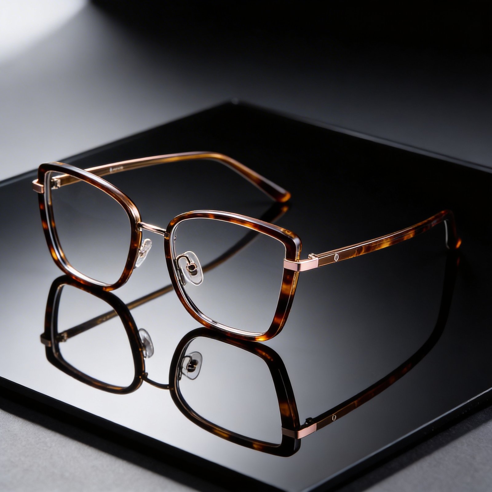 OG Golden Mist Full Rim Square Eyeglasses | Slim Transparent Champagne Frame with Metal Temples for Women