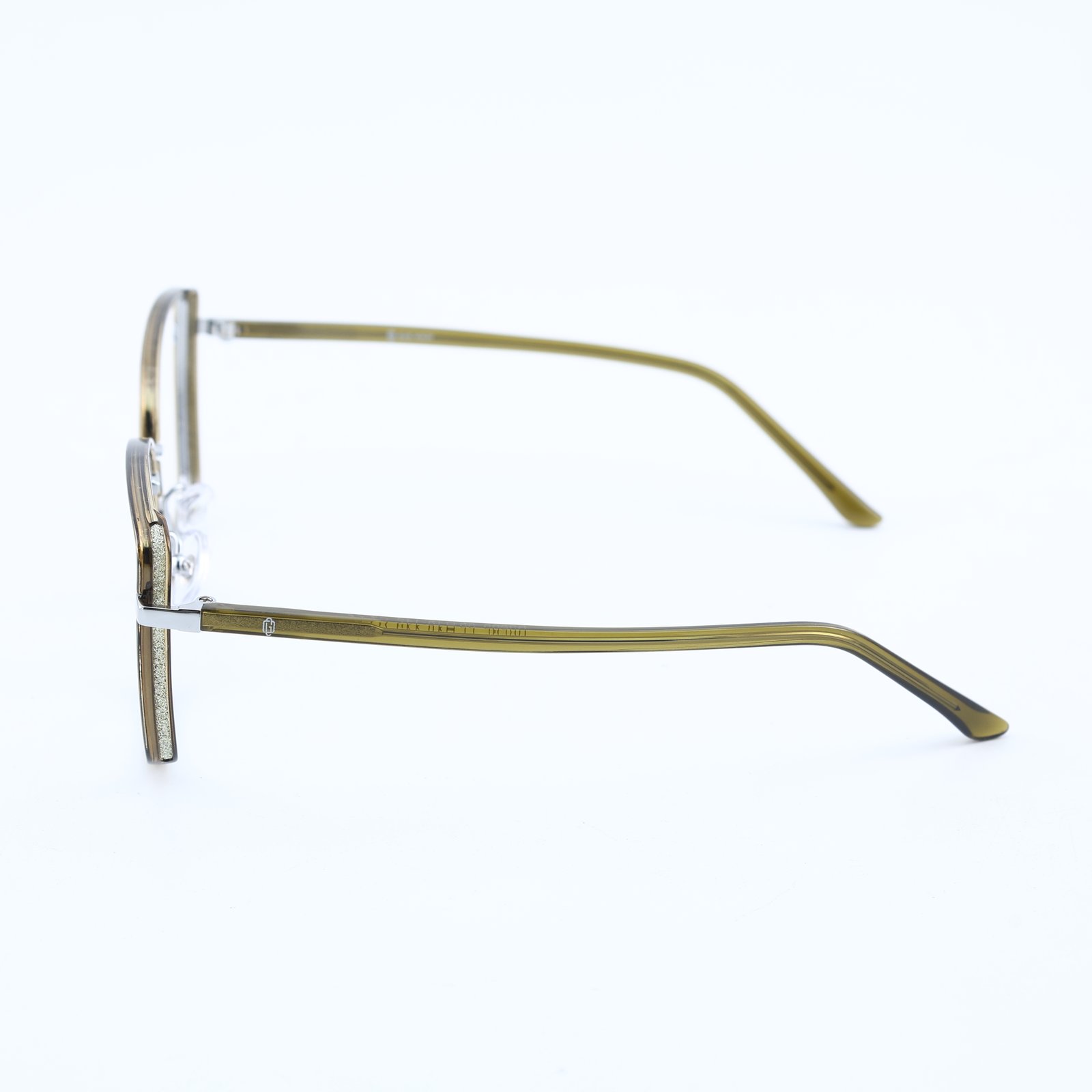 OG Golden Mist Full Rim Square Eyeglasses | Slim Transparent Champagne Frame with Metal Temples for Women