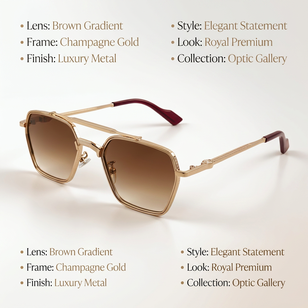 OG Golden Monarch | Luxury Gold Hexa Frame Sunglasses with Brown Gradient Lenses