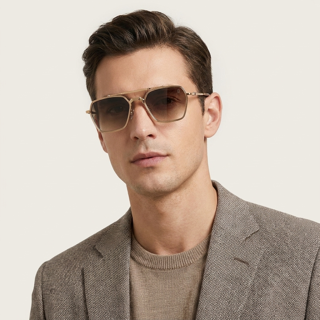 OG Golden Monarch | Luxury Gold Hexa Frame Sunglasses with Brown Gradient Lenses