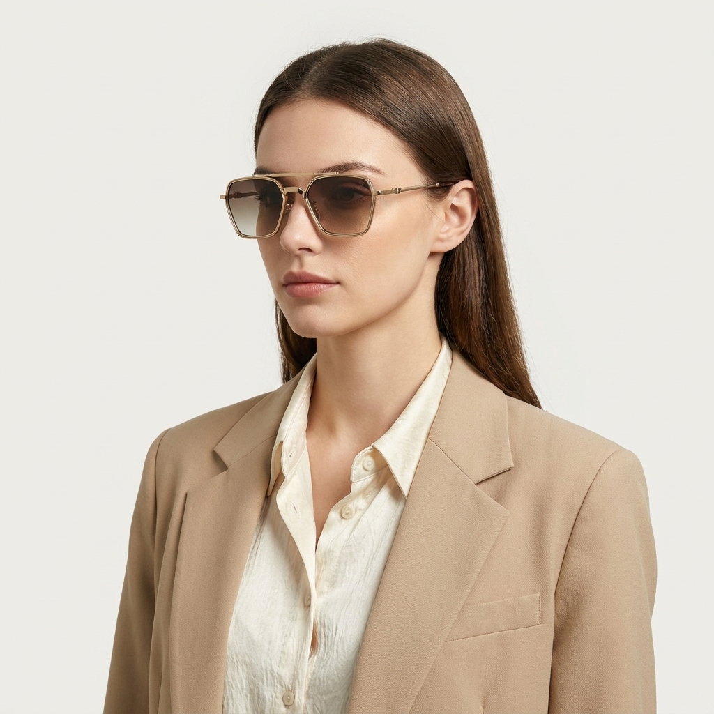 OG Golden Monarch | Luxury Gold Hexa Frame Sunglasses with Brown Gradient Lenses