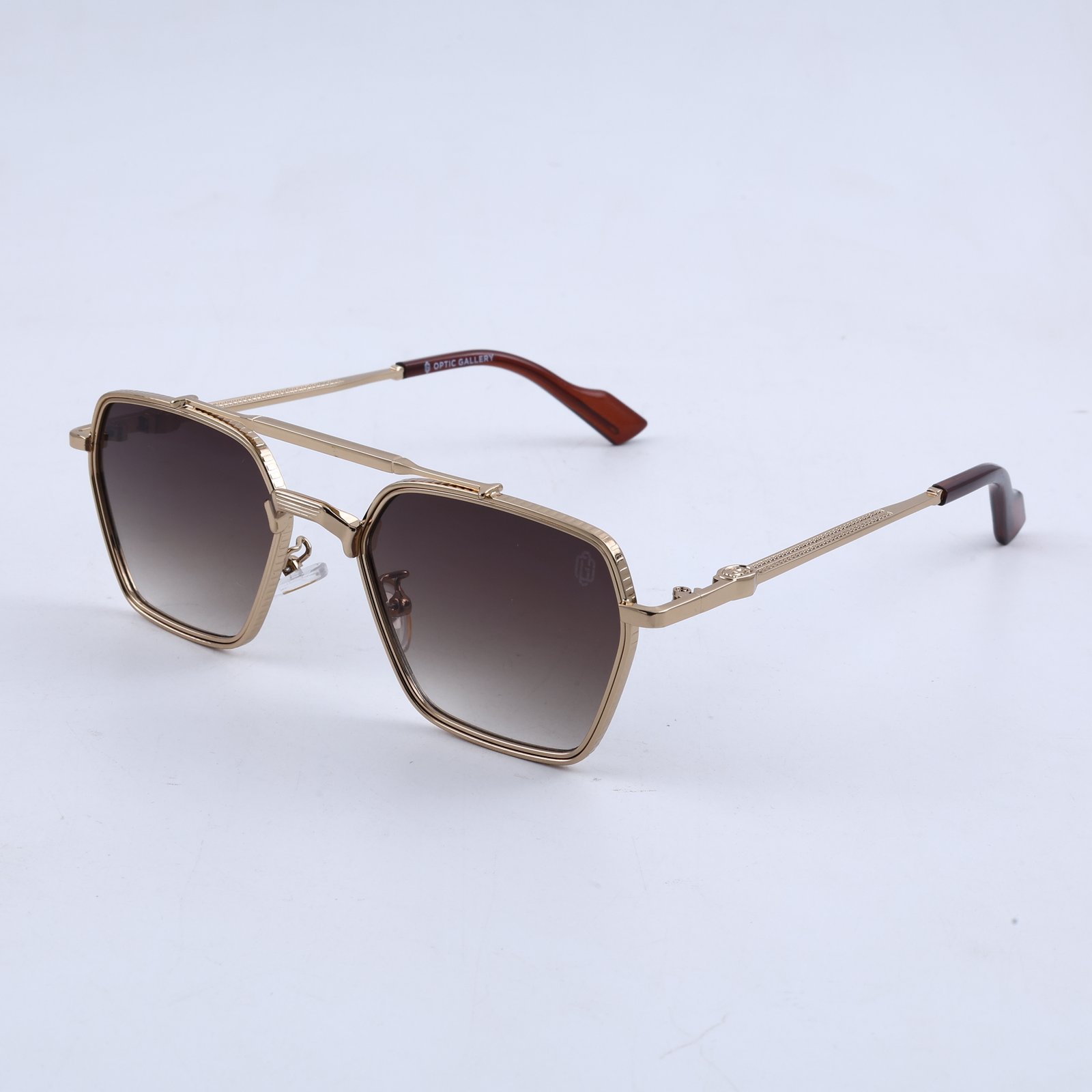 OG Golden Monarch | Luxury Gold Hexa Frame Sunglasses with Brown Gradient Lenses