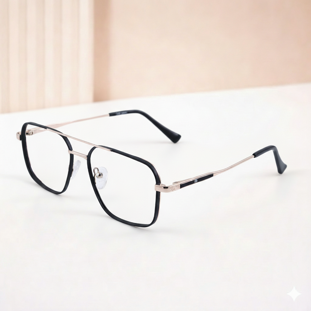 OG Goldline Square Full Rim Eyeglasses | Premium Golden Accent Optical Frame