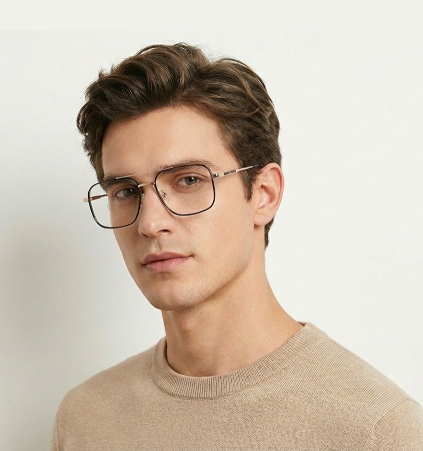 OG Goldline Square Full Rim Eyeglasses | Premium Golden Accent Optical Frame