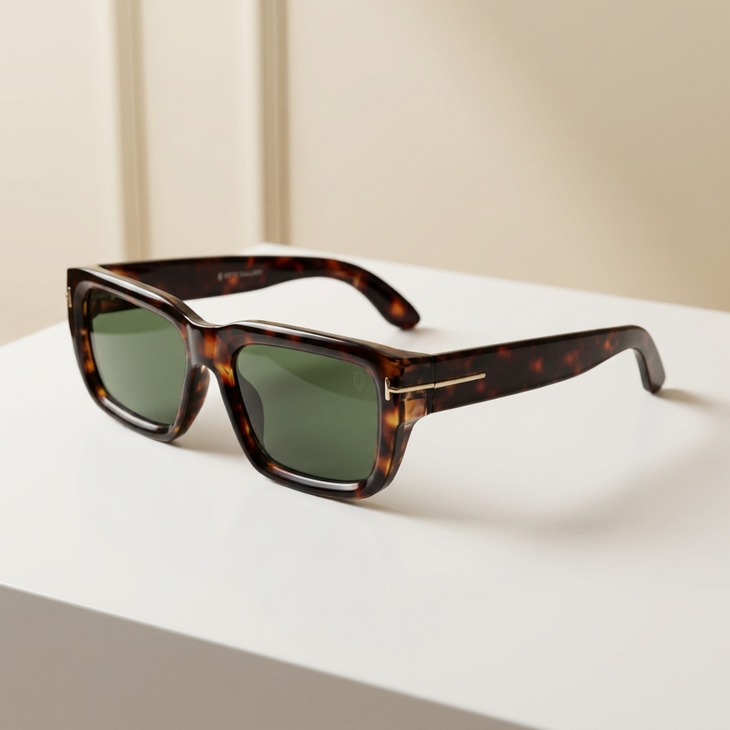 OG Havana Regent | Luxury Tortoise Square Sunglasses with Forest Green Lenses