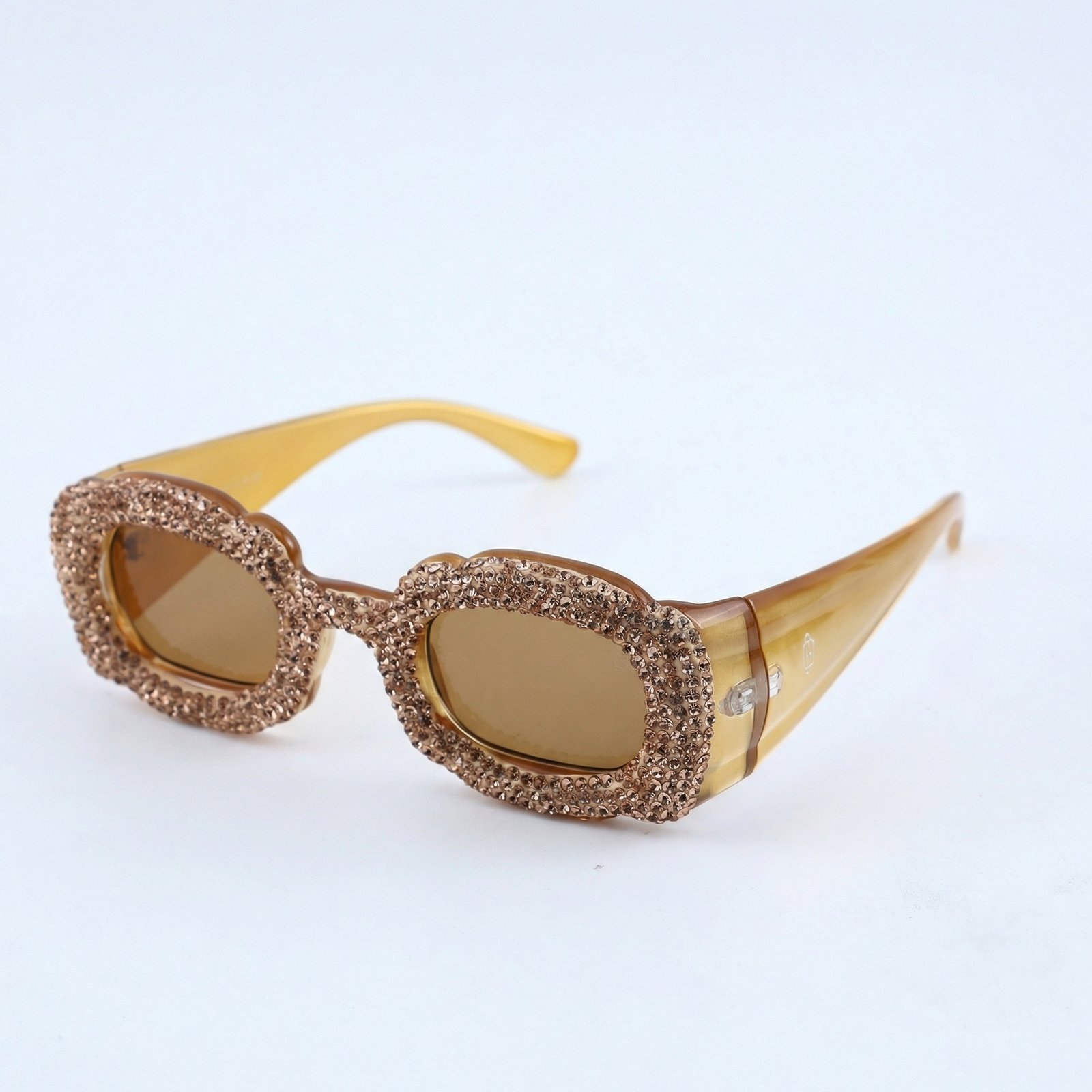 OG Honey Luxe Oval Sunglasses | Gold Crystal-Studded Premium Statement Shades for Women