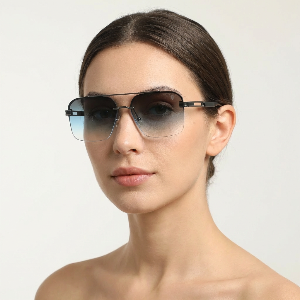 OG Ice Fade | Rimless Blue Gradient Shield Sunglasses