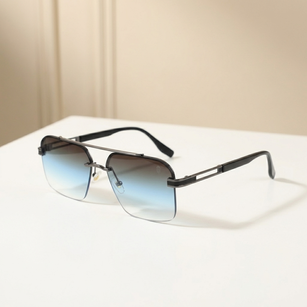 OG Ice Fade | Rimless Blue Gradient Shield Sunglasses