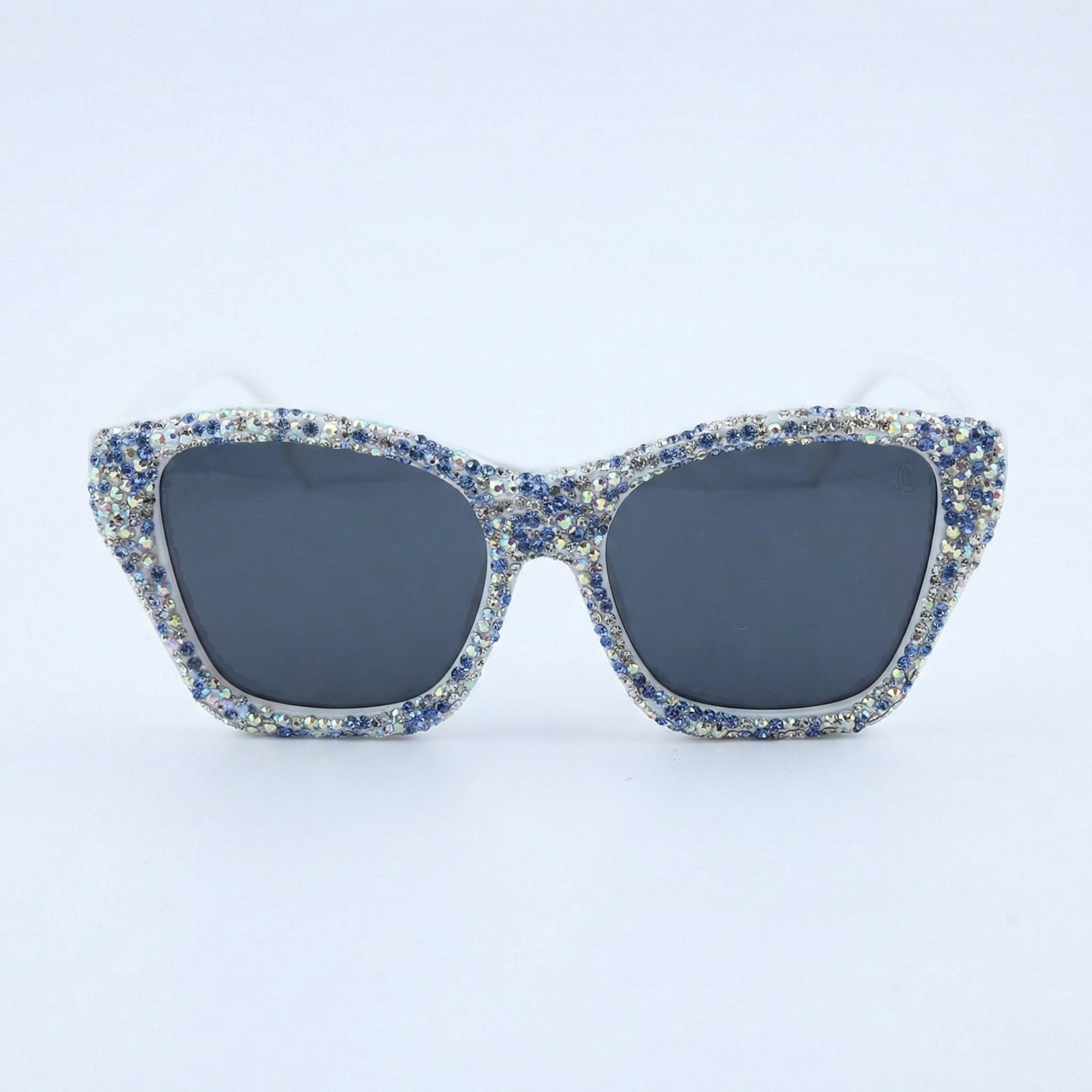 OG Ice Queen Crystal Square Sunglasses | White Frame Diamond-Studded Luxury Statement Shades for Women