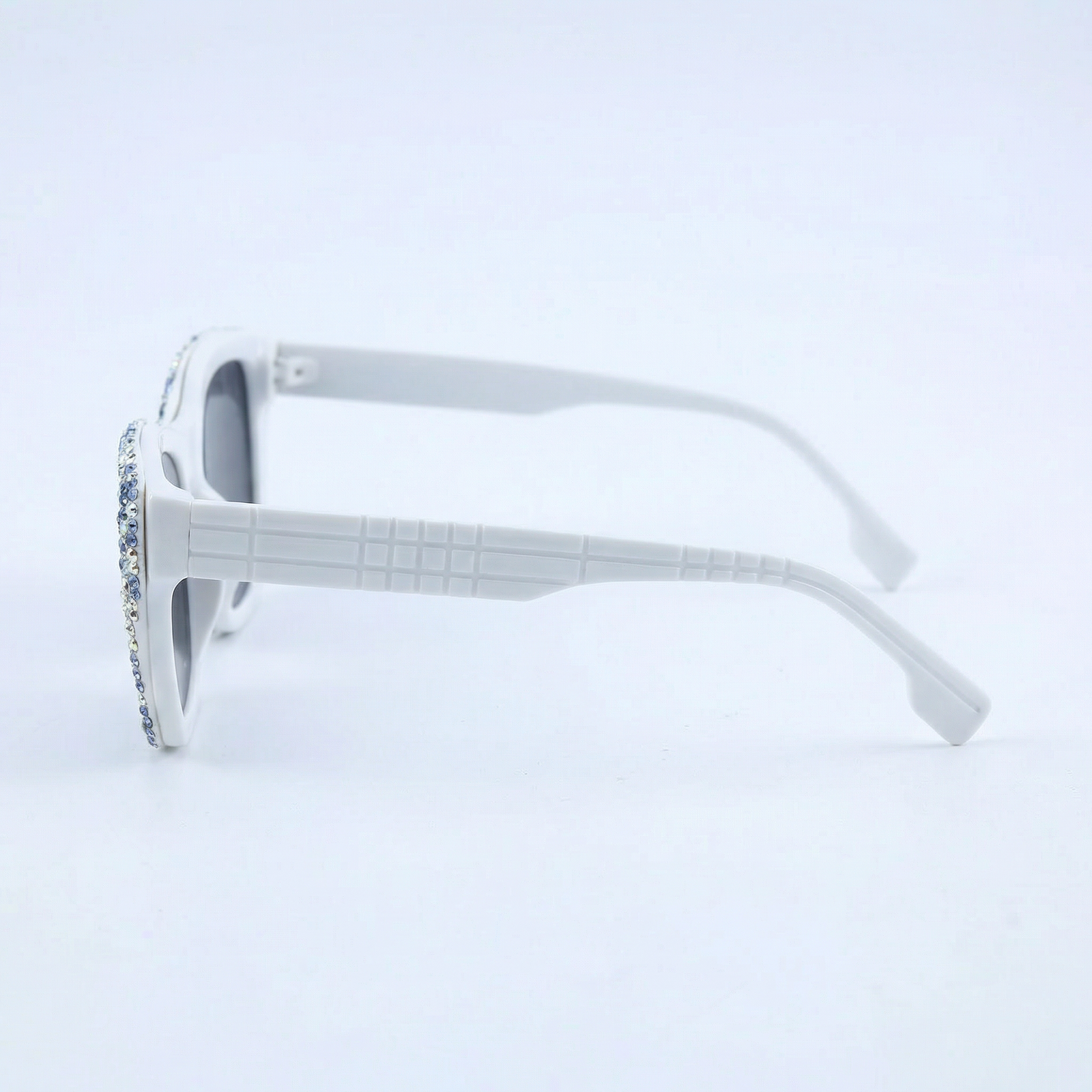 OG Ice Queen Crystal Square Sunglasses | White Frame Diamond-Studded Luxury Statement Shades for Women