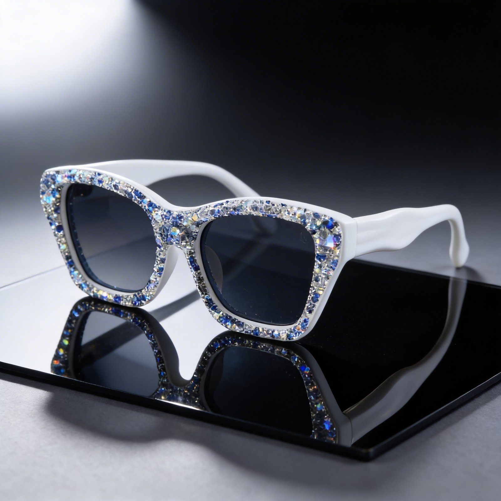 OG Ice Queen Crystal Square Sunglasses | White Frame Diamond-Studded Luxury Statement Shades for Women
