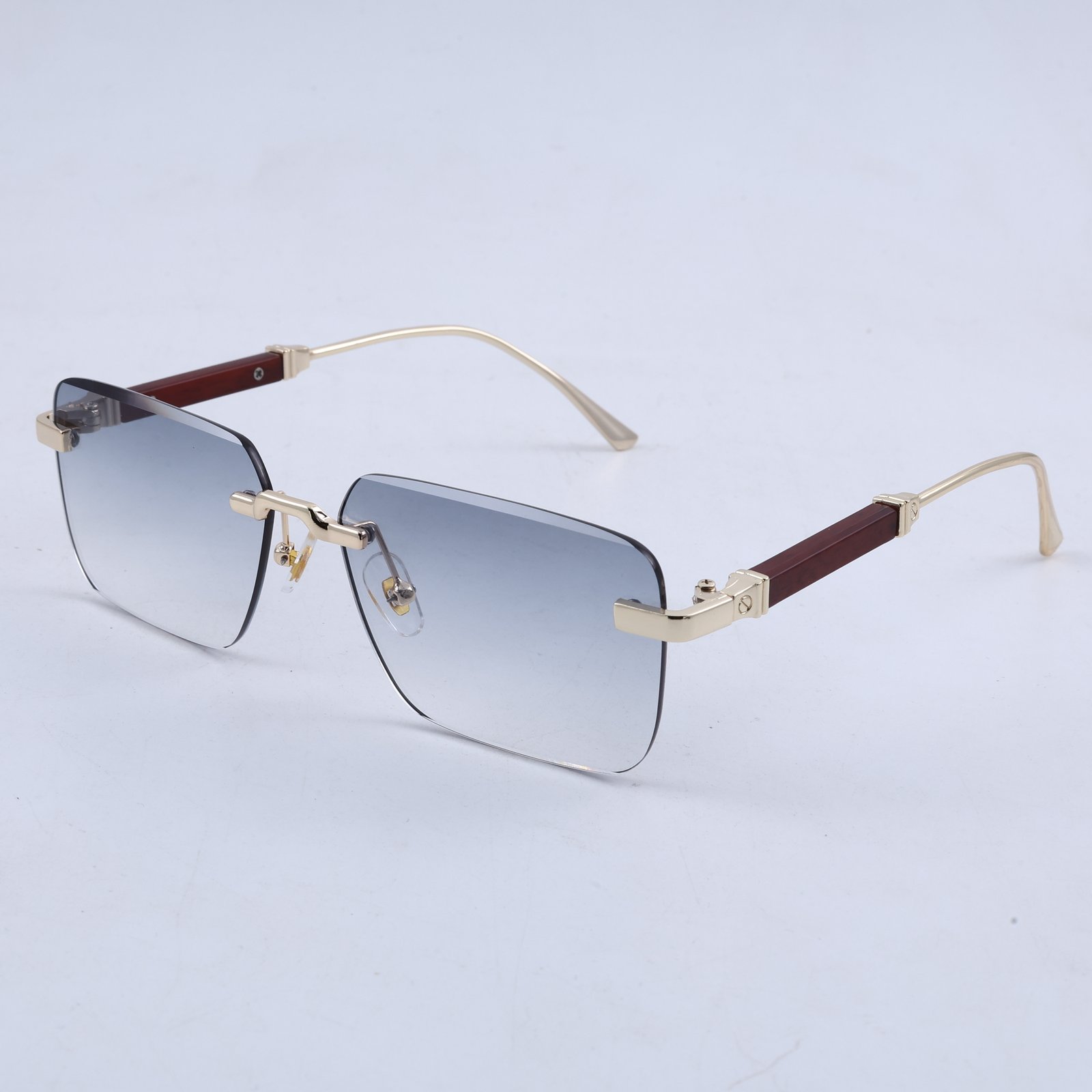 OG Imperial Crest | Luxury Gold Rimless Square Sunglasses with Gradient Ice Blue Lenses