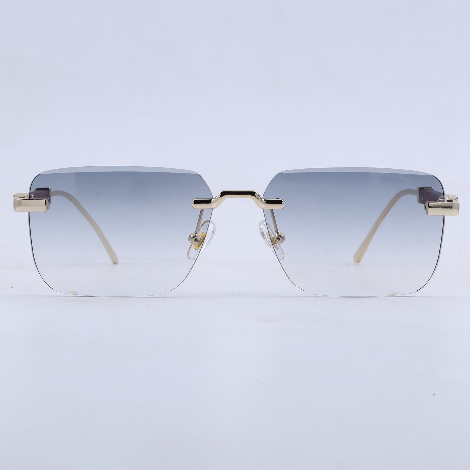 OG Imperial Crest | Luxury Gold Rimless Square Sunglasses with Gradient Ice Blue Lenses