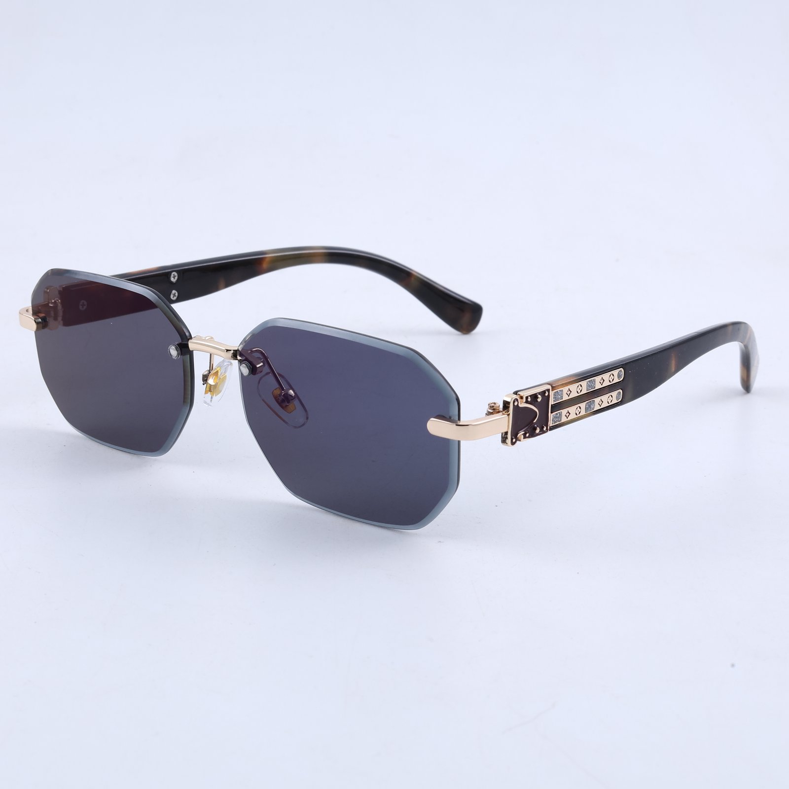 OG Imperial Noir | Luxury Rimless Black Octagonal Sunglasses with Gold Signature Temples