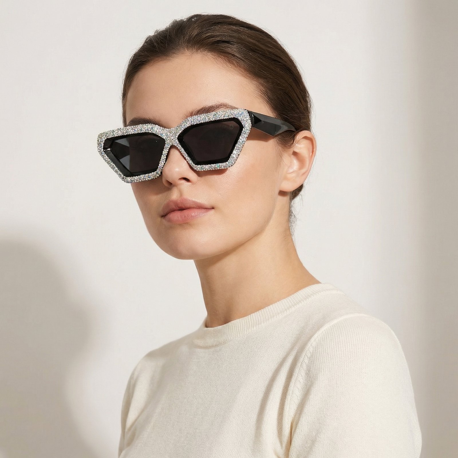 OG Ice Queen Geometric | Crystal-Studded Black Luxe Statement Sunglasses