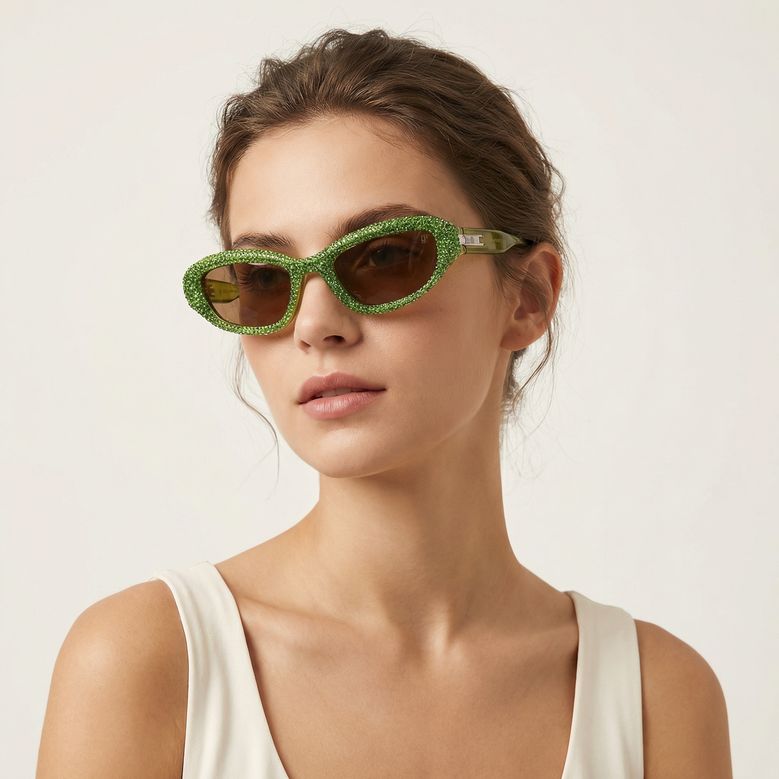 OG Lime Royale | Green Crystal-Studded Luxe Statement Sunglasses