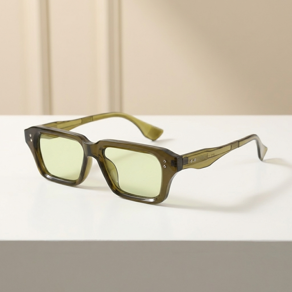 OG Lime Smoke | Transparent Square Sunglasses