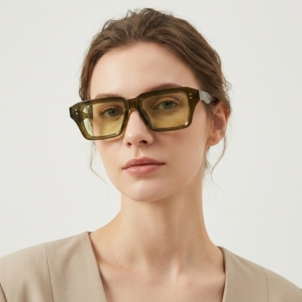 OG Lime Smoke | Transparent Square Sunglasses