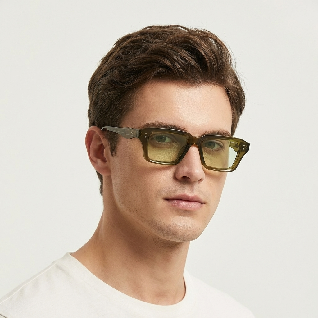 OG Lime Smoke | Transparent Square Sunglasses