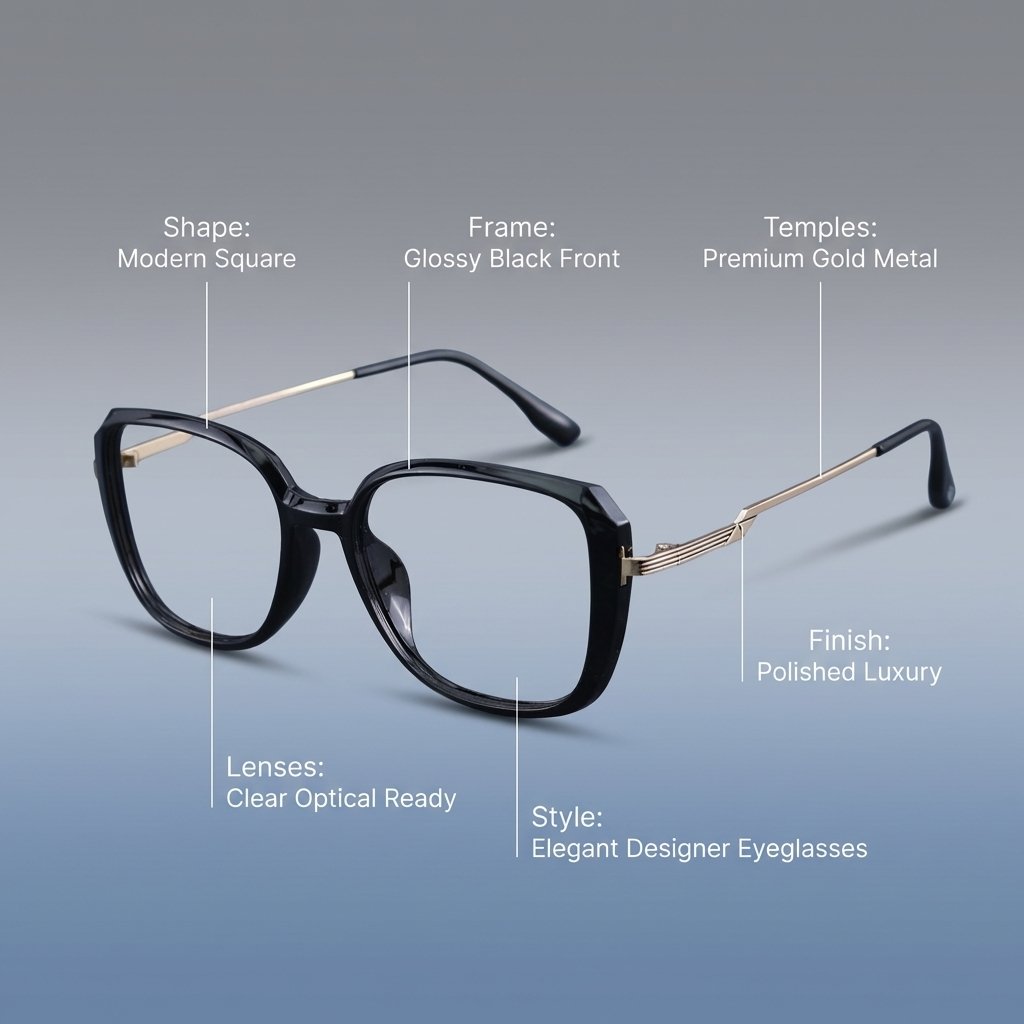 OG Luxe Line | Black & Gold Premium Square Eyeglasses