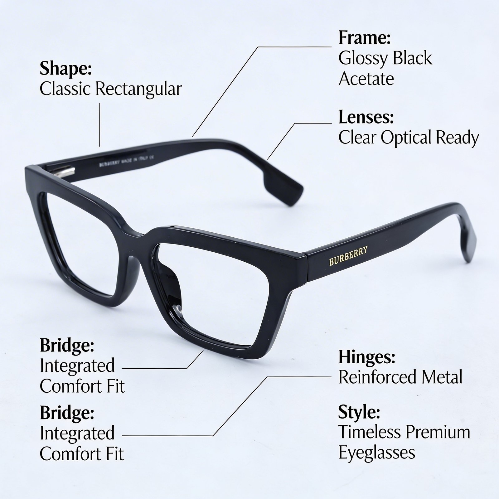OG Midnight Bold | Black Classic Square Eyeglasses