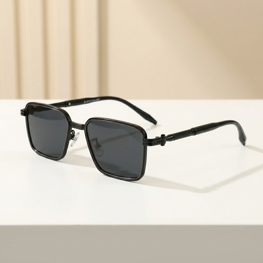 OG Midnight Crest | Matte Black Geometric Sunglasses with Dark Smoke Lenses