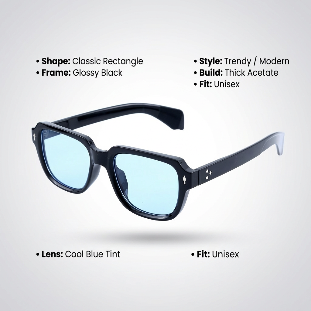OG Midnight Ice | Classic Blue Tint Square Sunglasses