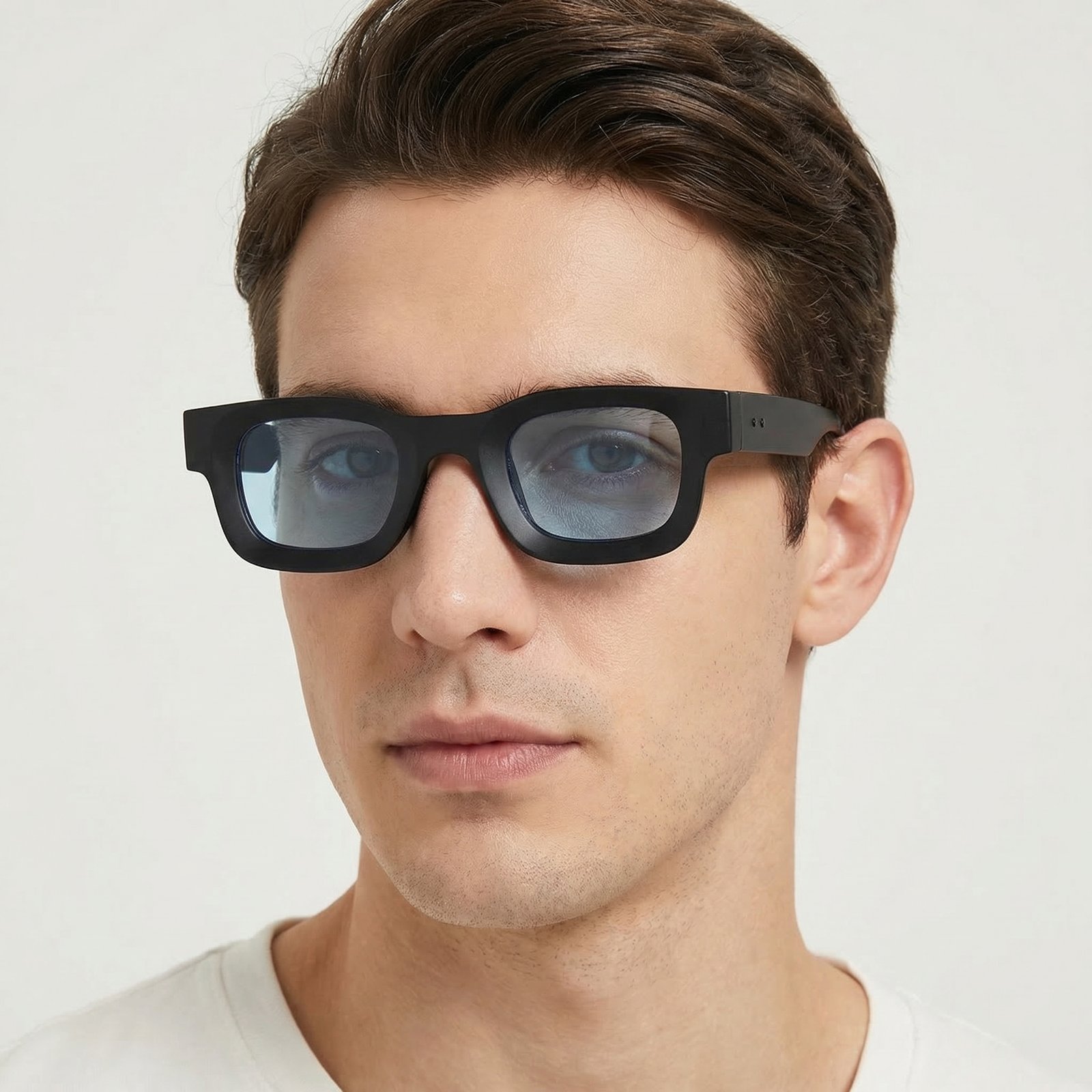 OG Midnight Ice | Matte Black Slim Rectangle Sunglasses