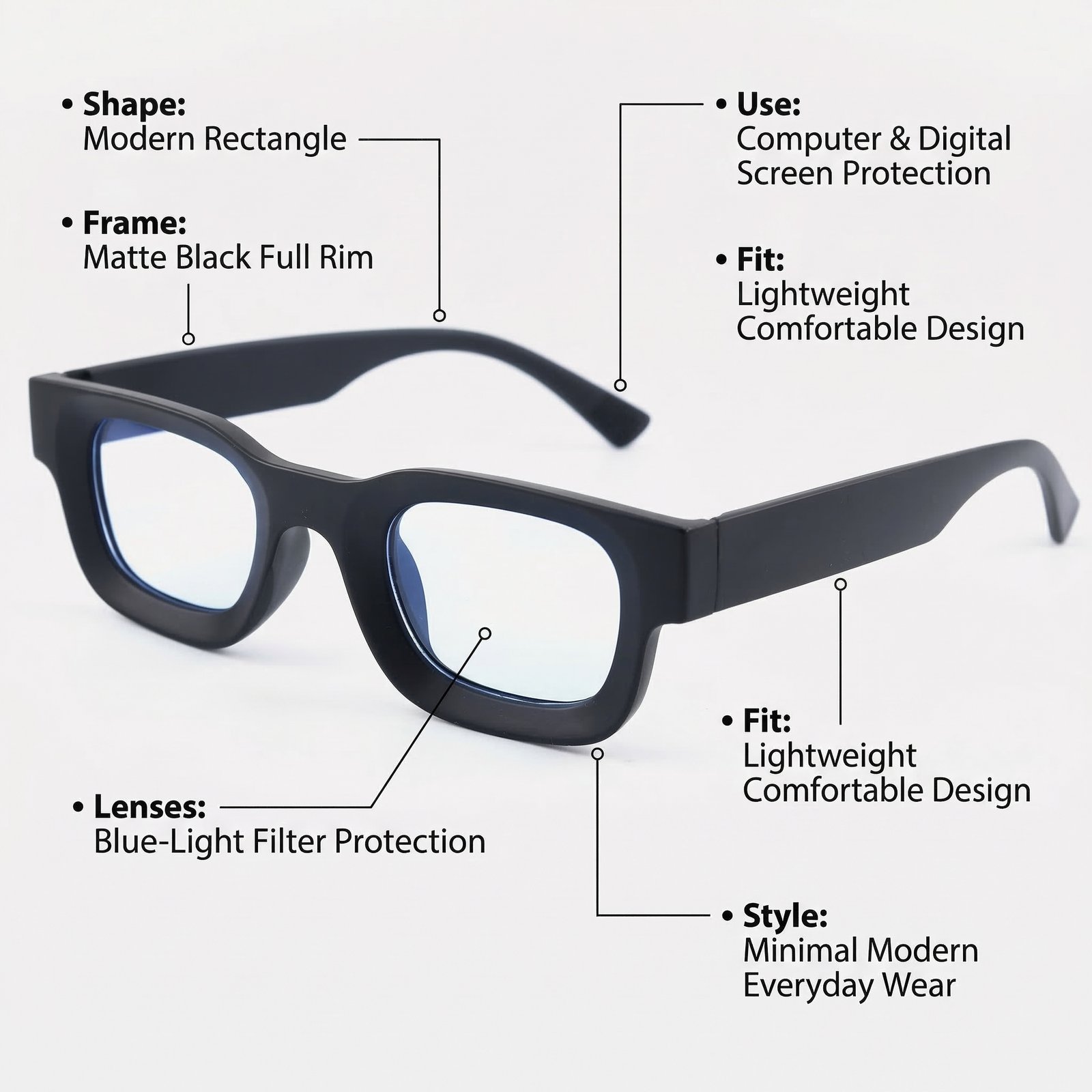 OG Midnight Ice | Matte Black Slim Rectangle Sunglasses