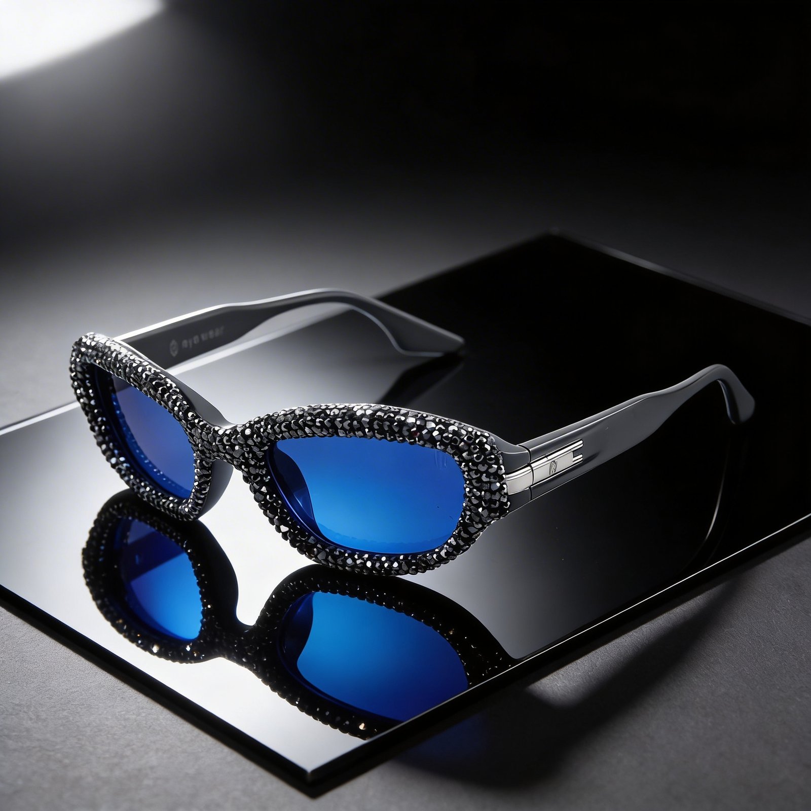 OG Midnight Storm Oval Sunglasses | Black Crystal-Studded Designer Luxury Shades for Women
