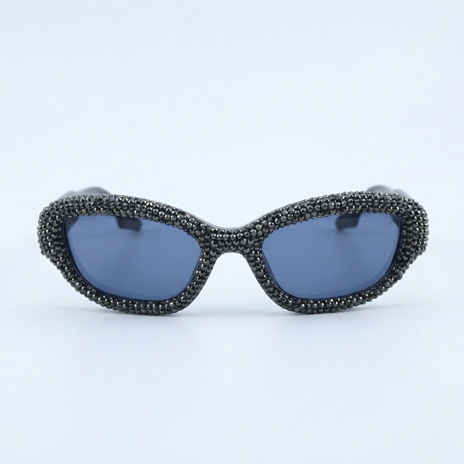 OG Midnight Storm Oval Sunglasses | Black Crystal-Studded Designer Luxury Shades for Women
