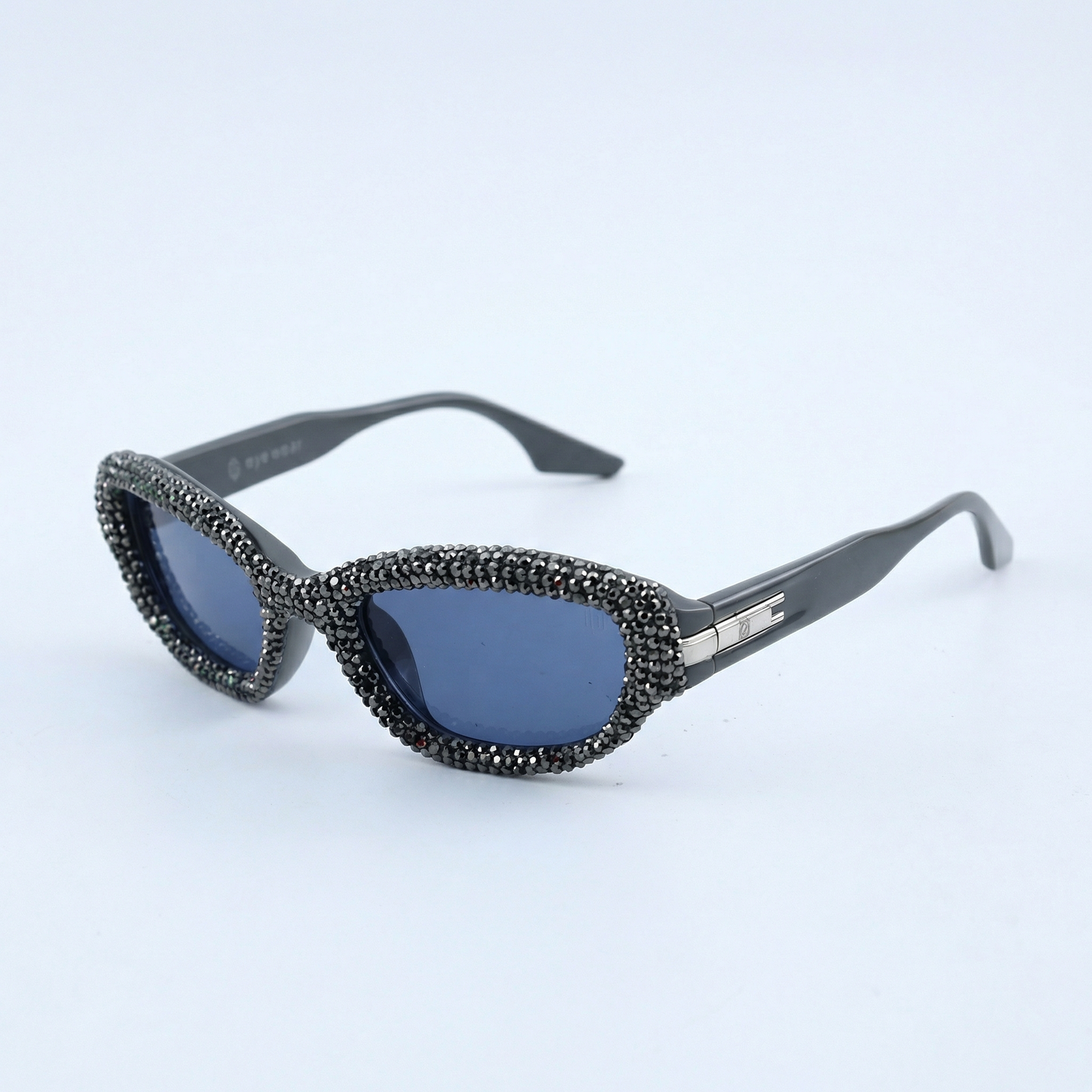 OG Midnight Storm Oval Sunglasses | Black Crystal-Studded Designer Luxury Shades for Women