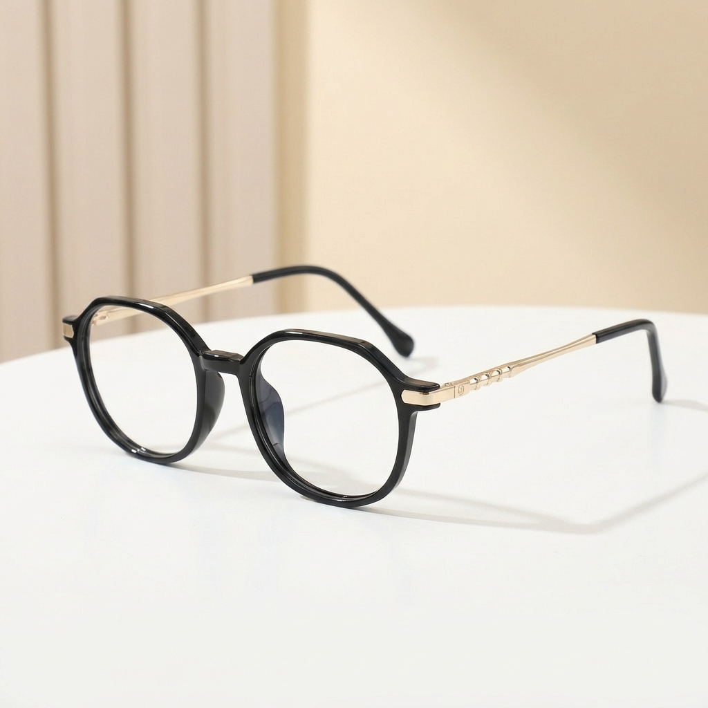 OG Monarch Round | Black & Gold Premium Eyeglasses