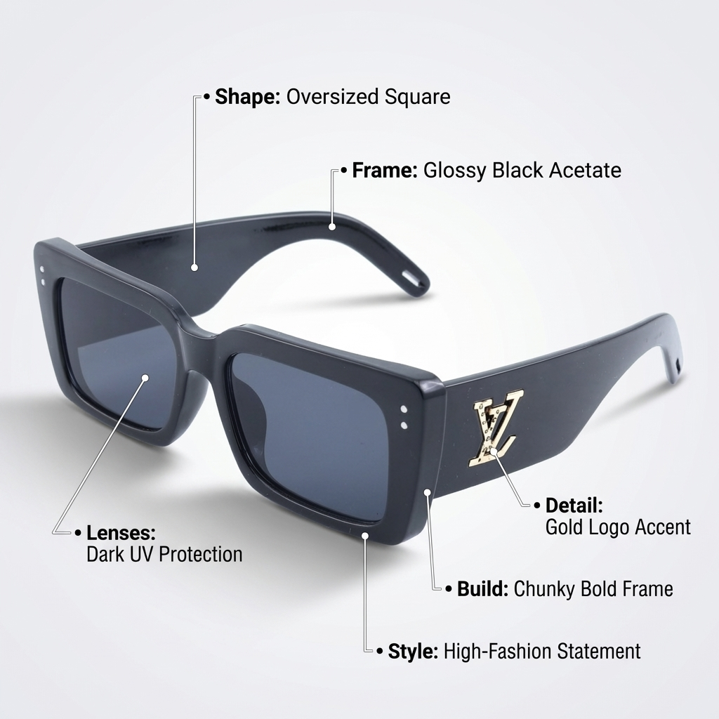 OG Monogram Icon | Bold Black Luxe Square Sunglasses