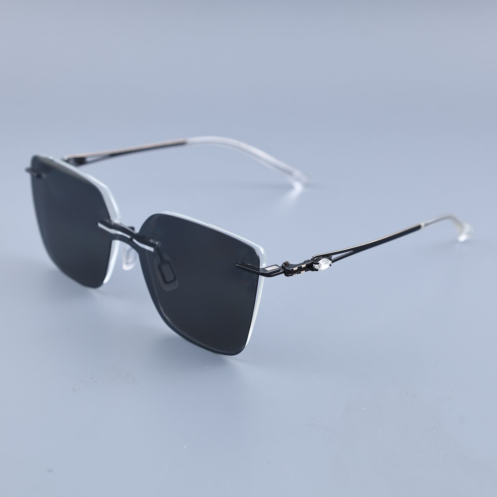 OG Night Edge | Black Rimless Square Sunglasses