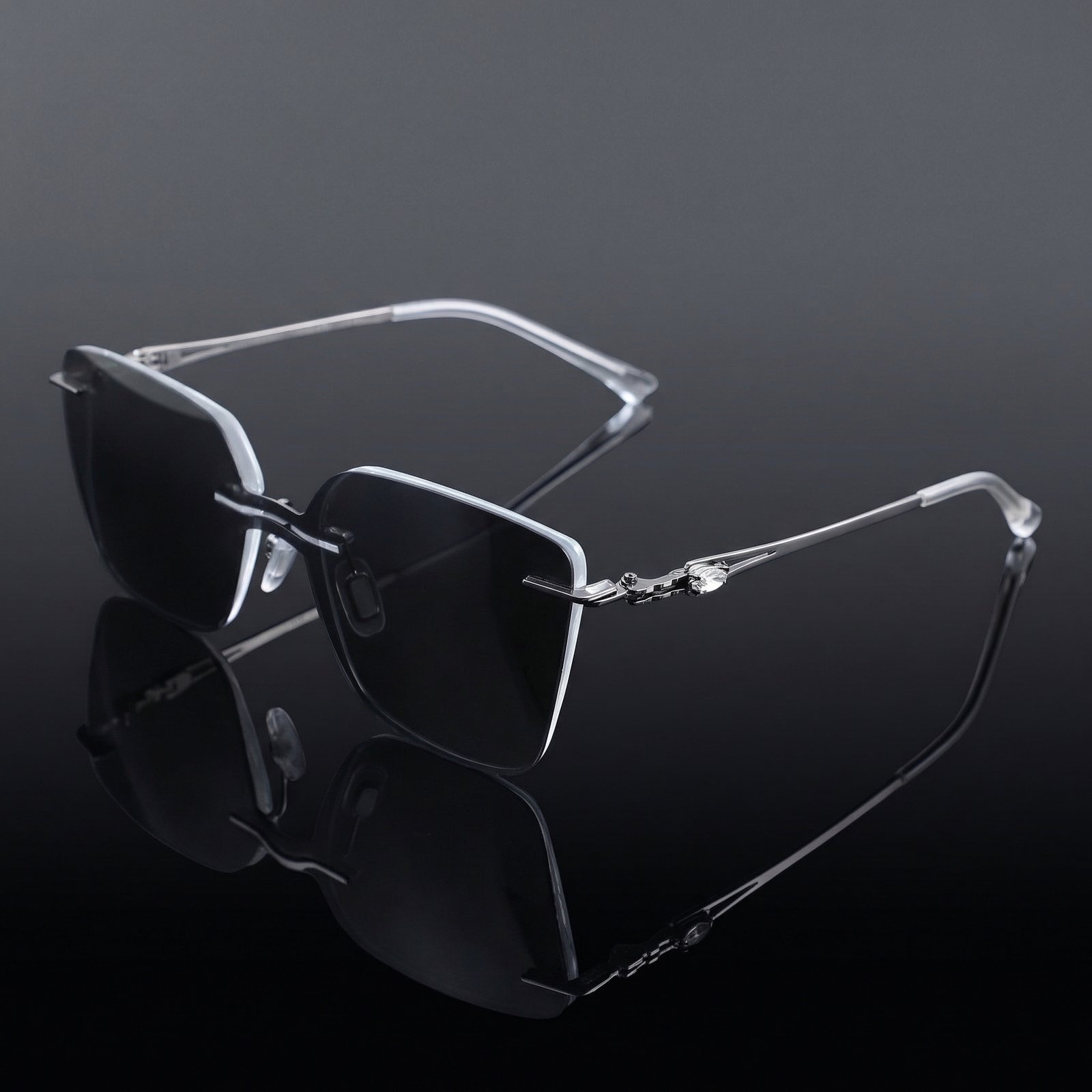 OG Night Edge | Black Rimless Square Sunglasses