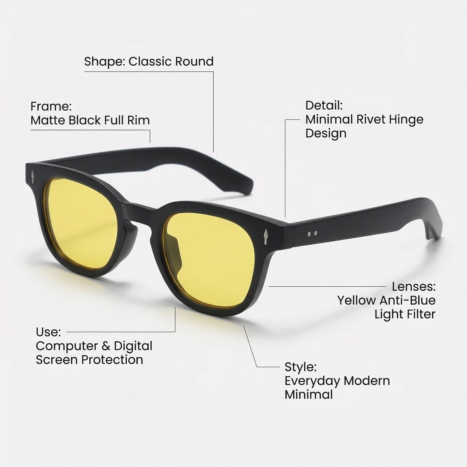 OG Night Vision | Matte Black Round Yellow Lens Sunglasses