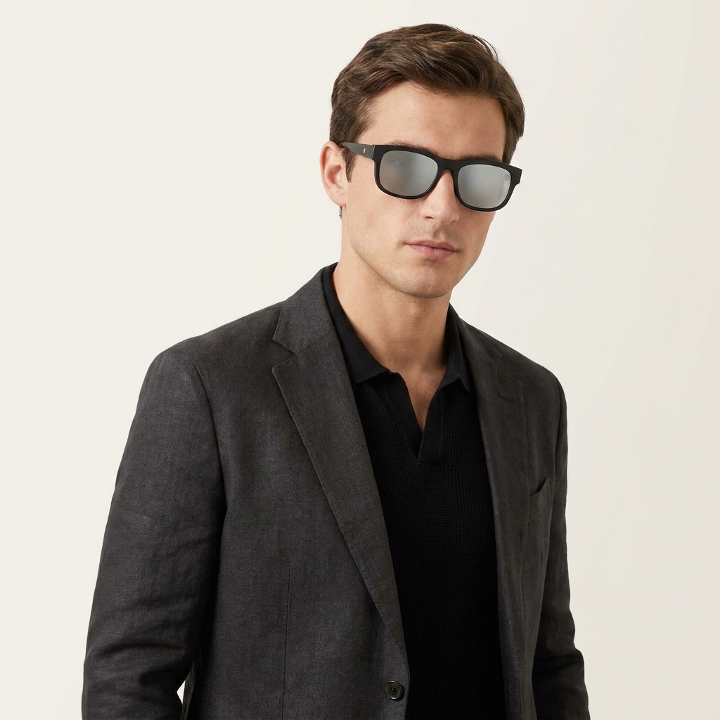 OG Noir Crest Clip-On | Matte Black Magnetic Clip-On Sunglasses with Amber Vision Lenses & Silver Luxe Hinges
