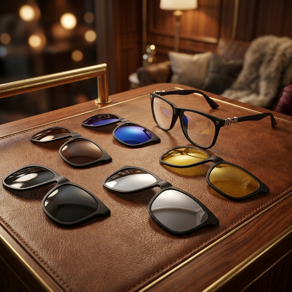 OG Noir Crest Clip-On | Matte Black Magnetic Clip-On Sunglasses with Amber Vision Lenses & Silver Luxe Hinges